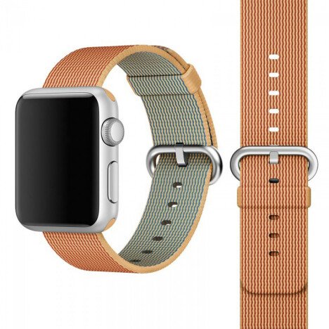 Curea iUni compatibila cu Apple Watch 1/2/3/4/5/6/7, 40mm, Nylon, Woven Strap, Gold/Red