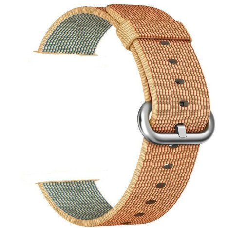 Curea iUni compatibila cu Apple Watch 1/2/3/4/5/6/7, 40mm, Nylon, Woven Strap, Gold/Red