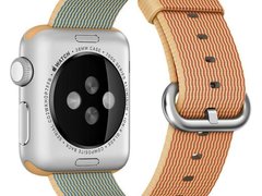 Curea iUni compatibila cu Apple Watch 1/2/3/4/5/6/7, 44mm, Nylon, Woven Strap, Gold/Red